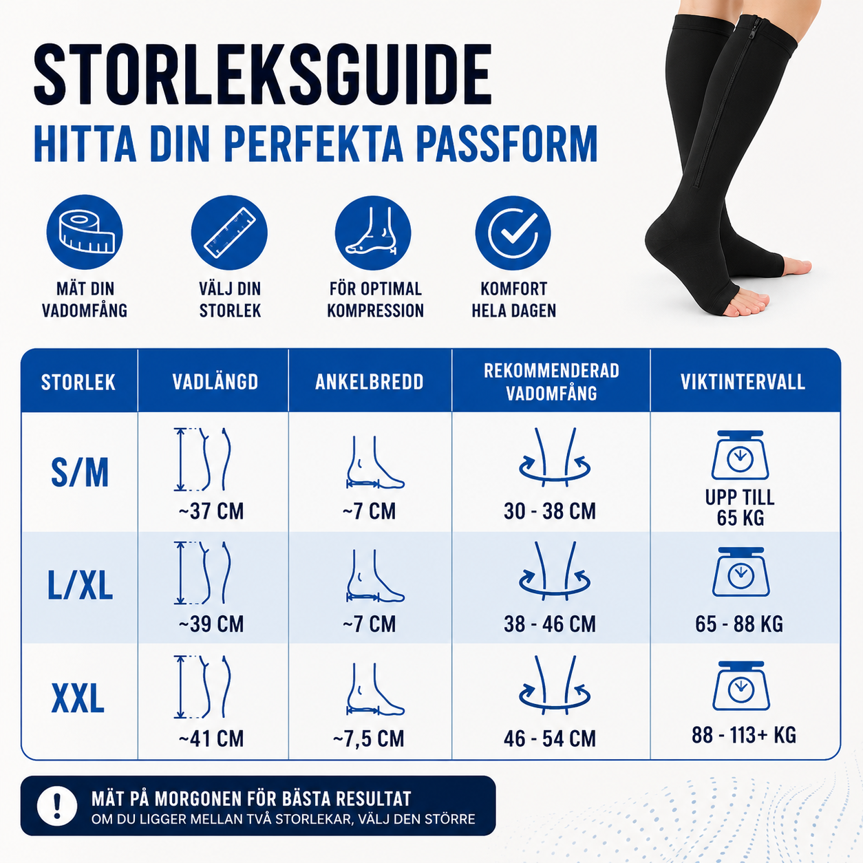 ErgoZip™ Kompressionsstrumpor med Dragkedja