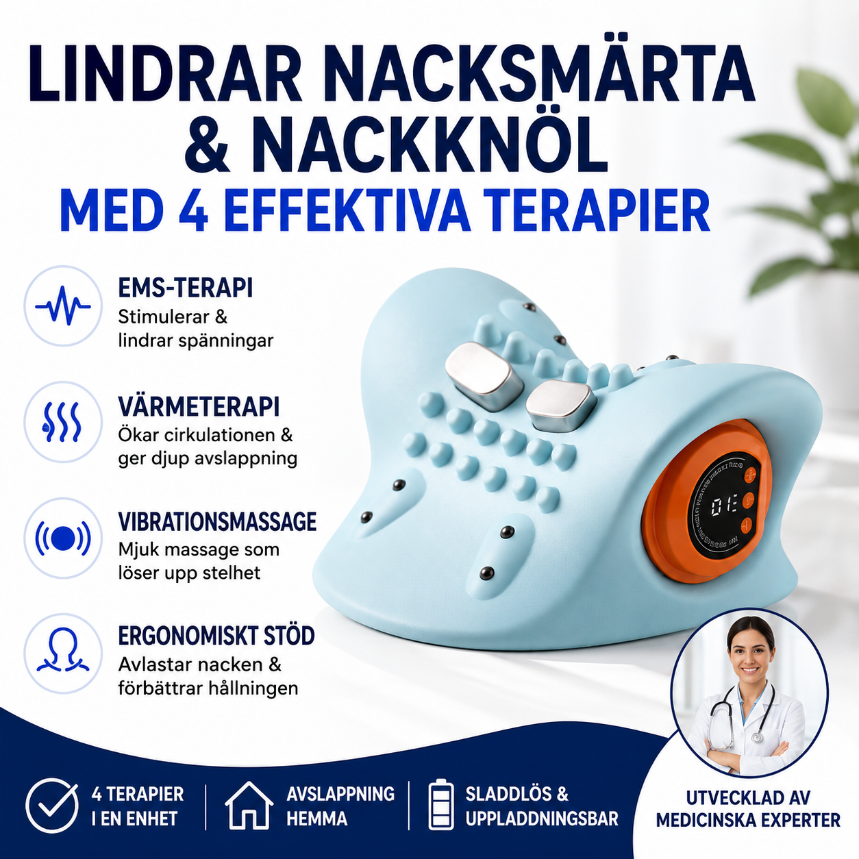 ErgoNeck™ 4-i-1 Nackmassör med Värme