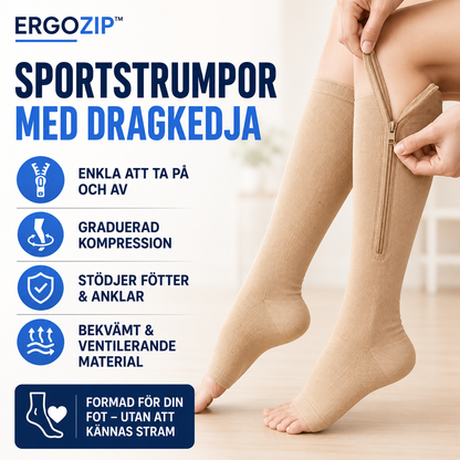 ErgoZip™ Kompressionsstrumpor med Dragkedja