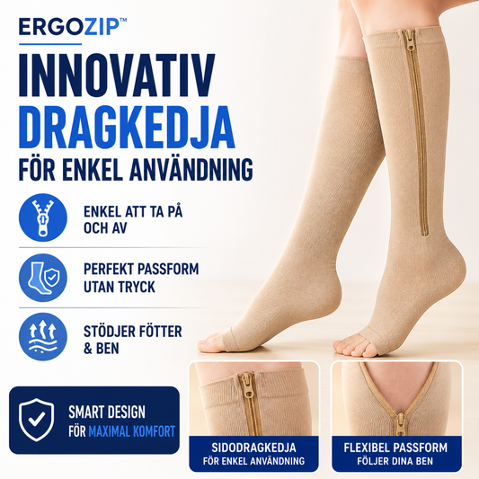 ErgoZip™ Kompressionsstrumpor med Dragkedja