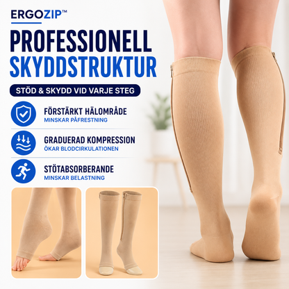 ErgoZip™ Kompressionsstrumpor med Dragkedja