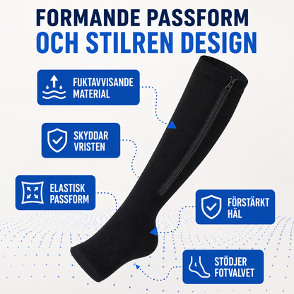 ErgoZip™ Kompressionsstrumpor med Dragkedja