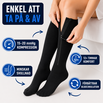 ErgoZip™ Kompressionsstrumpor med Dragkedja